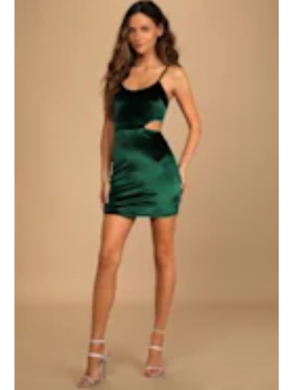 Lulus Cabaret Cutie Emerald Green Velvet Cutout Bodycon Mini Dress